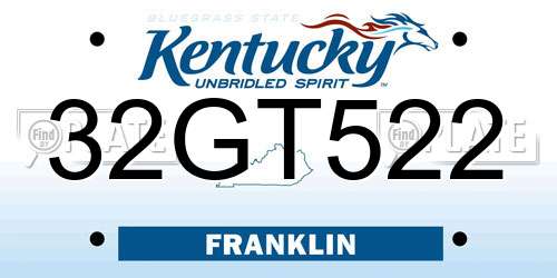 32GT522 Kentucky License Plate