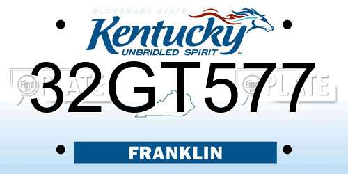 32GT577 Kentucky License Plate