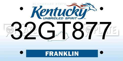 32GT877 Kentucky License Plate