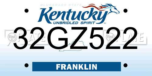 32GZ522 Kentucky License Plate