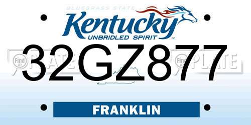 32GZ877 Kentucky License Plate