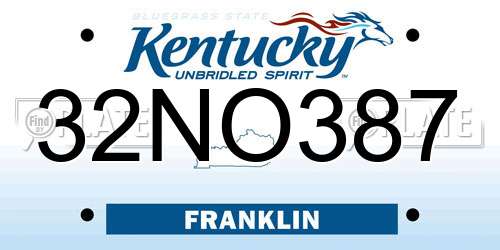 32NO387 Kentucky License Plate