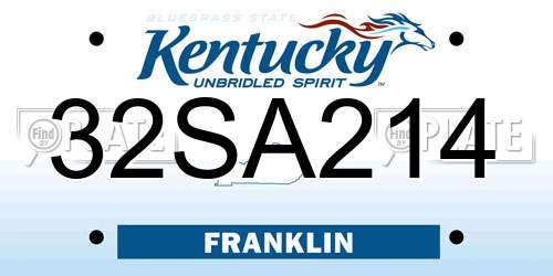 32SA214 Kentucky License Plate