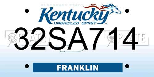 32SA714 Kentucky License Plate