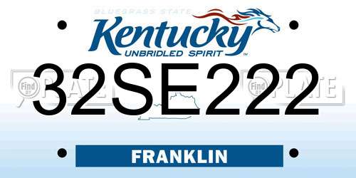 32SE222 Kentucky License Plate