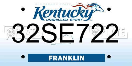 32SE722 Kentucky License Plate