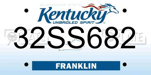 32SS682 Kentucky License Plate