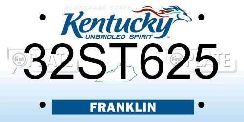 32ST625 Kentucky License Plate