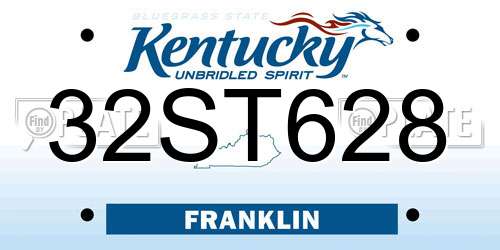 32ST628 Kentucky License Plate