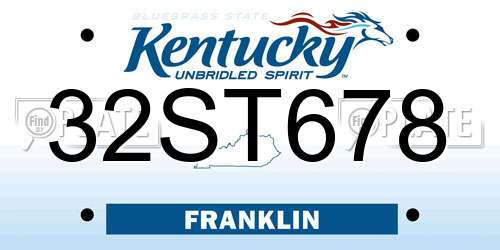 32ST678 Kentucky License Plate