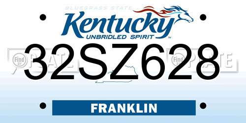 32SZ628 Kentucky License Plate