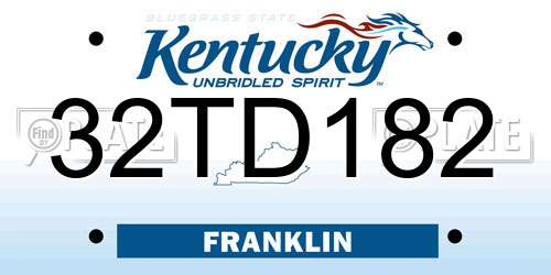 32TD182 Kentucky License Plate