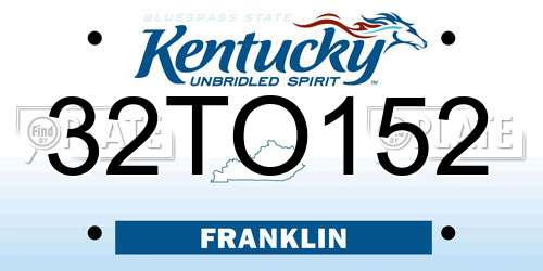 32TO152 Kentucky License Plate