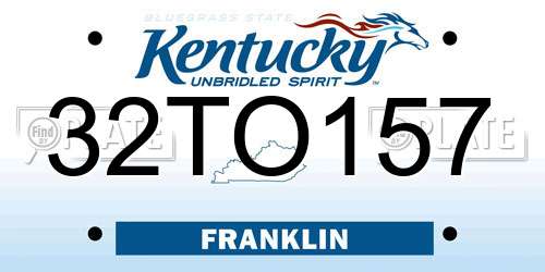 32TO157 Kentucky License Plate