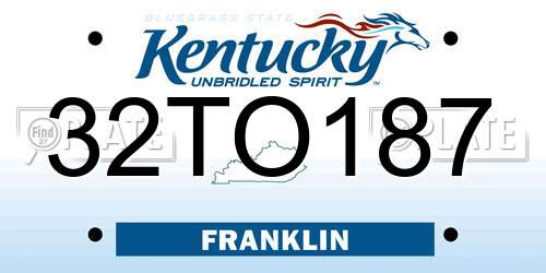 32TO187 Kentucky License Plate