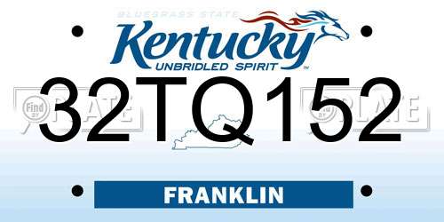 32TQ152 Kentucky License Plate