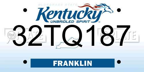 32TQ187 Kentucky License Plate