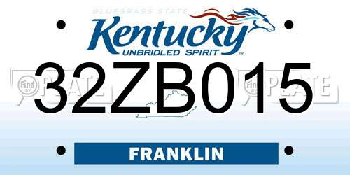 32ZB015 Kentucky License Plate