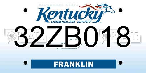 32ZB018 Kentucky License Plate