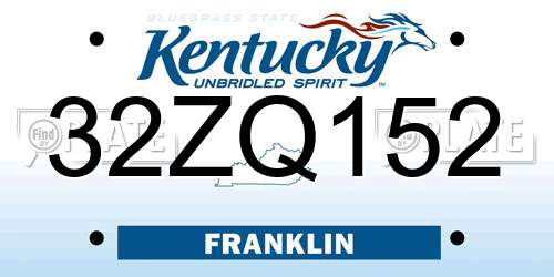 32ZQ152 Kentucky License Plate