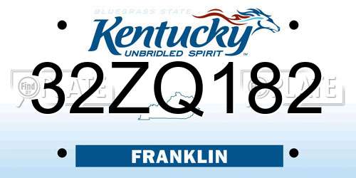 32ZQ182 Kentucky License Plate