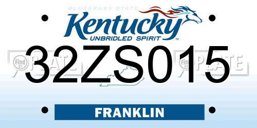 32ZS015 Kentucky License Plate