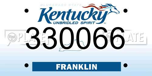 330066 Kentucky License Plate