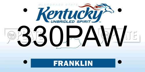 330PAW Kentucky License Plate