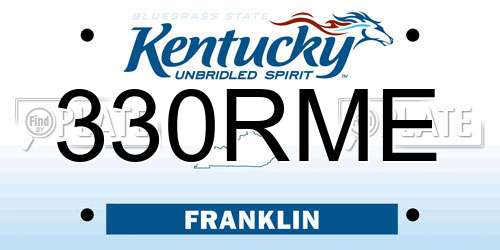 330RME Kentucky License Plate