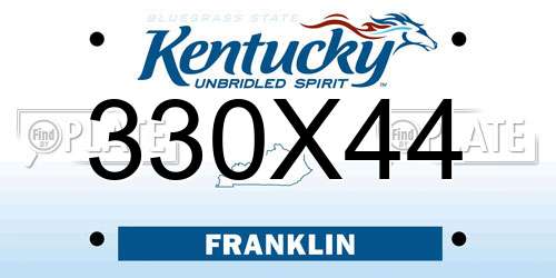 330X44 Kentucky License Plate
