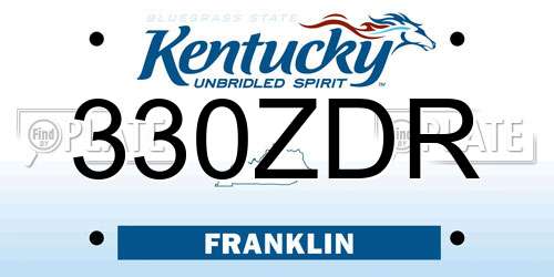 330ZDR Kentucky License Plate