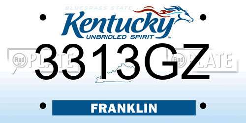 3313GZ Kentucky License Plate