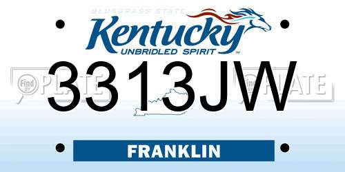 3313JW Kentucky License Plate