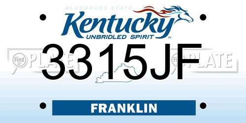 3315JF Kentucky License Plate