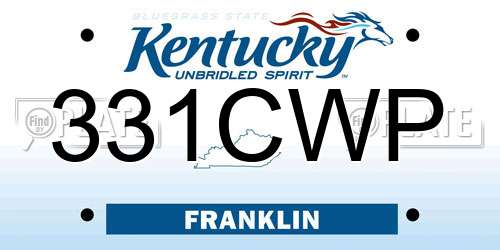 331CWP Kentucky License Plate