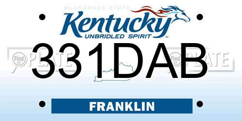 331DAB Kentucky License Plate