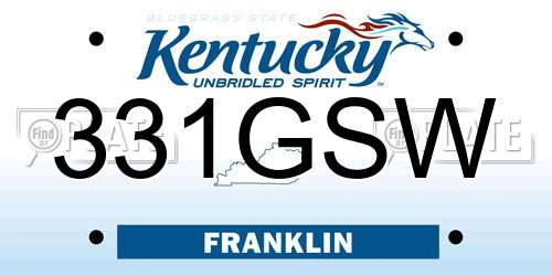 331GSW Kentucky License Plate