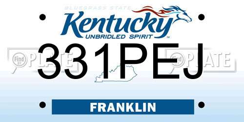 331PEJ Kentucky License Plate