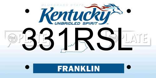331RSL Kentucky License Plate