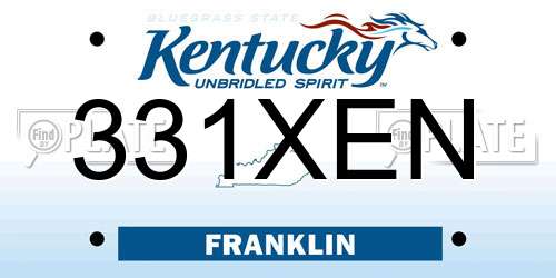 331XEN Kentucky License Plate