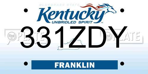 331ZDY Kentucky License Plate