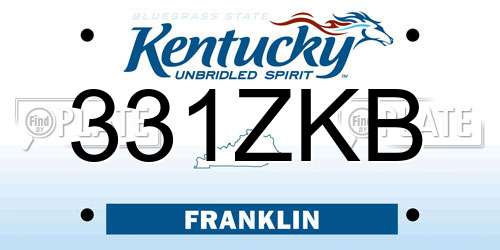 331ZKB Kentucky License Plate