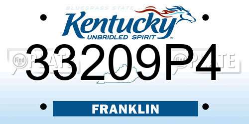 33209P4 Kentucky License Plate