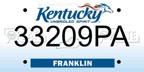 33209PA Kentucky License Plate
