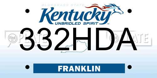 332HDA Kentucky License Plate