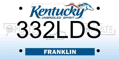 332LDS Kentucky License Plate