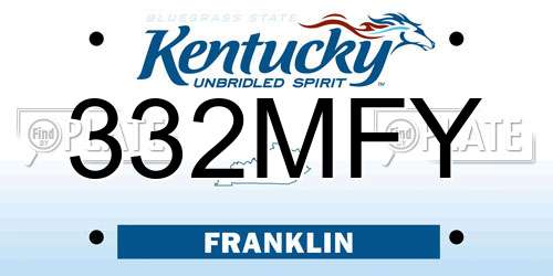 332MFY Kentucky License Plate