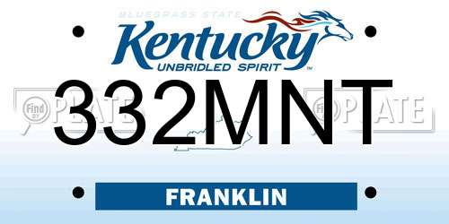 332MNT Kentucky License Plate