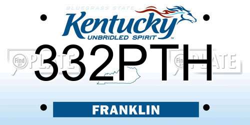 332PTH Kentucky License Plate