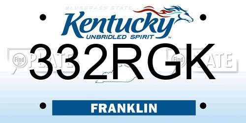 332RGK Kentucky License Plate